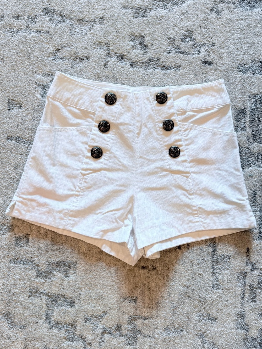Others Follow White High-Waist Sailor Button Shorts